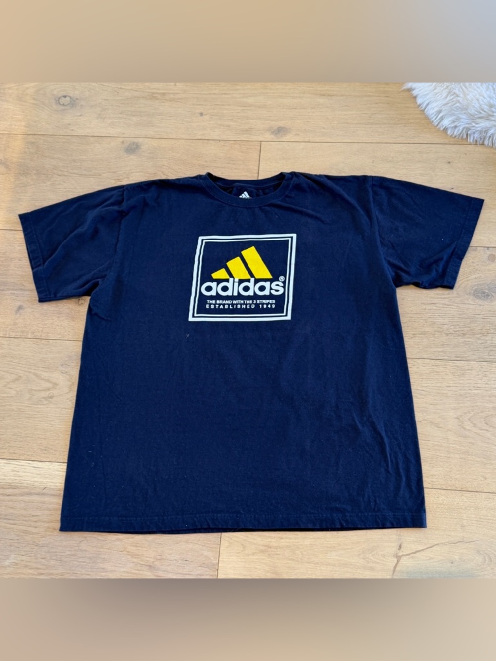 adidas navy T-Shirt with White Logo Print